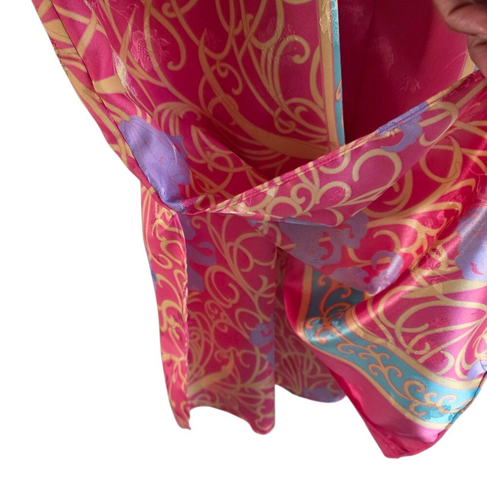 Vintage Charles Keath Kimono Caftan Long Robe Size M Floral Maxi Dress Zip Front - Picture 8 of 13